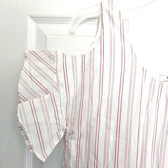 NWOT Madewell Rose Stripe White Summer Dress Open Shoulder Ruffle Sleeve Small - Picture 5 of 7